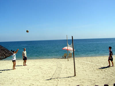 Playing Beach Volleyball at Laiya